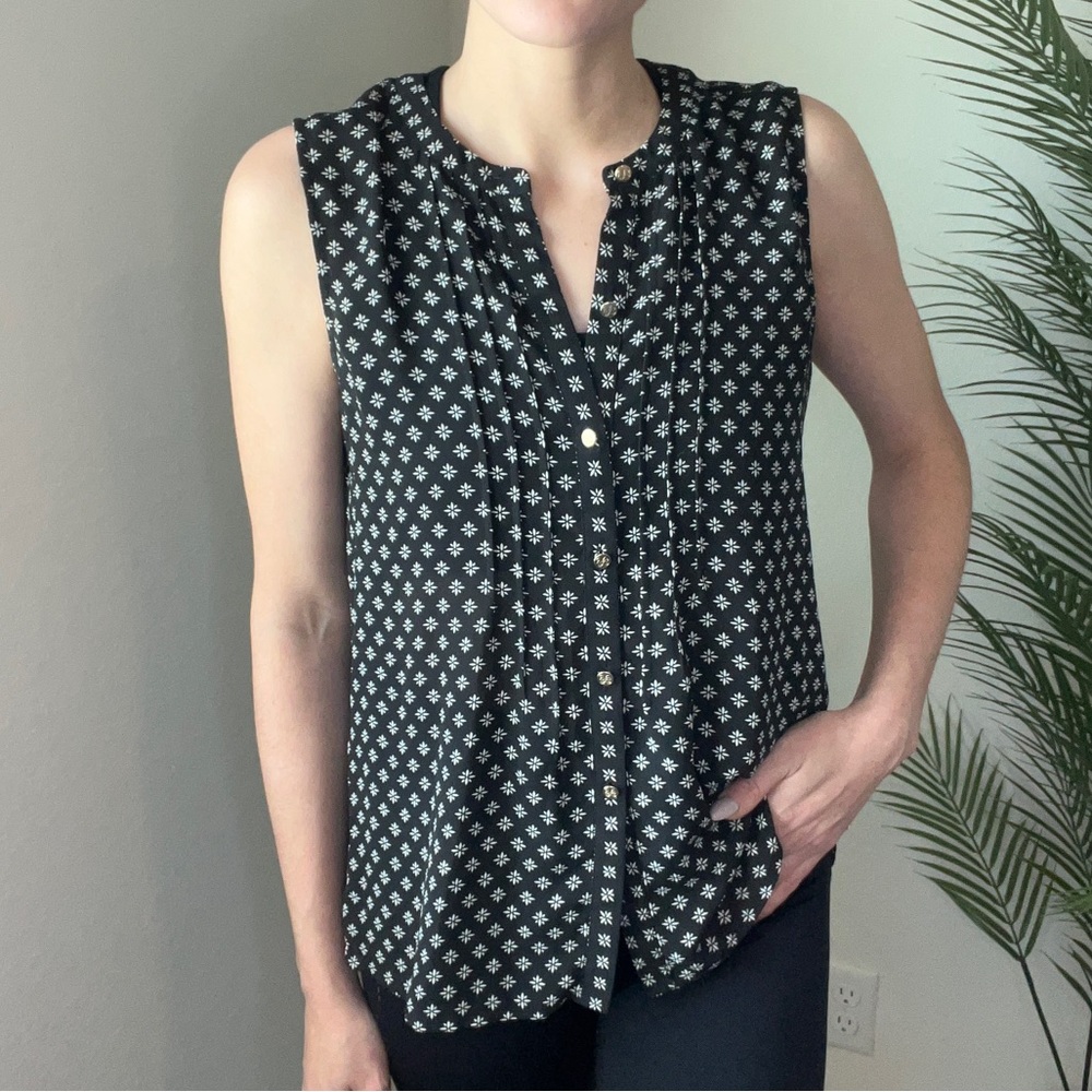 CeCe | Black and White Blouse